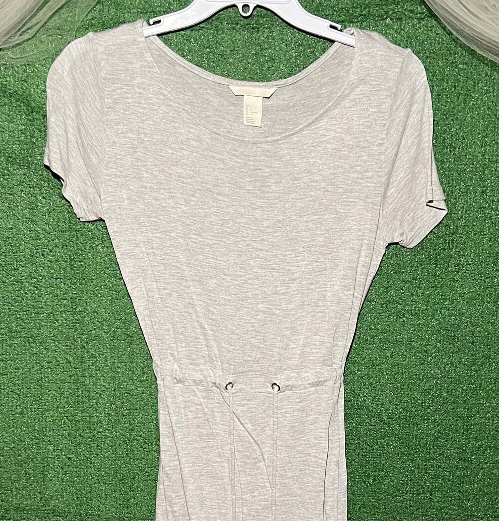 H&M Grey Tie Waist Shirt Dress
